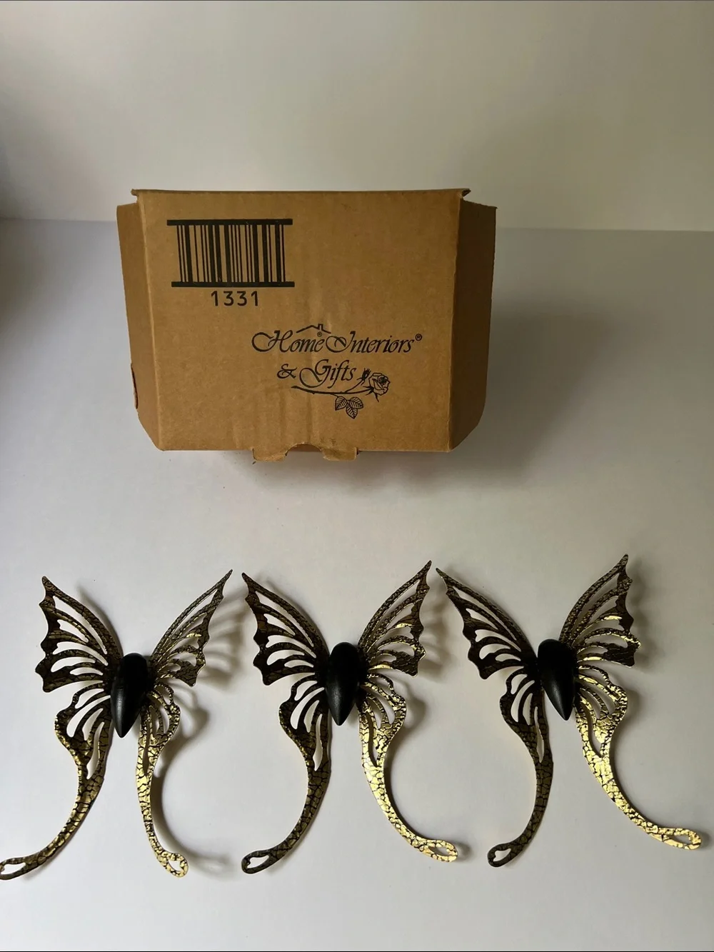 Home Interiors & Gifts Gold Butterfly Wall Hooks - Set of 3